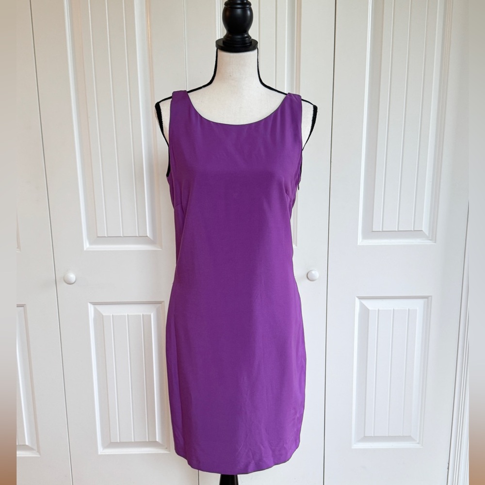 ZARA Purple Open V-Back Sleeveless Sheath Dress Mini Cocktail Party Modern M - Picture 5 of 13